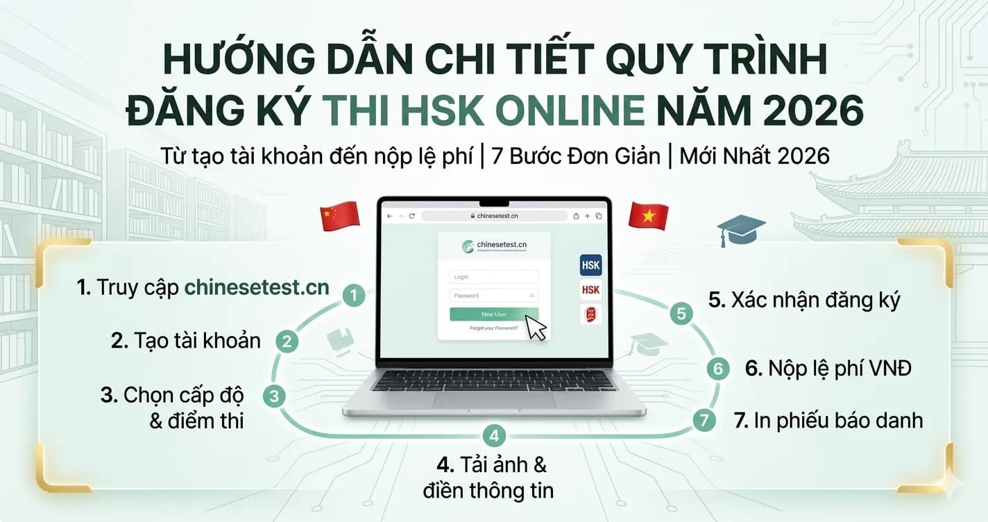 Đăng ký thi HSK Online 2026 tại Việt Nam: Hướng dẫn chi tiết từ A đến Z?