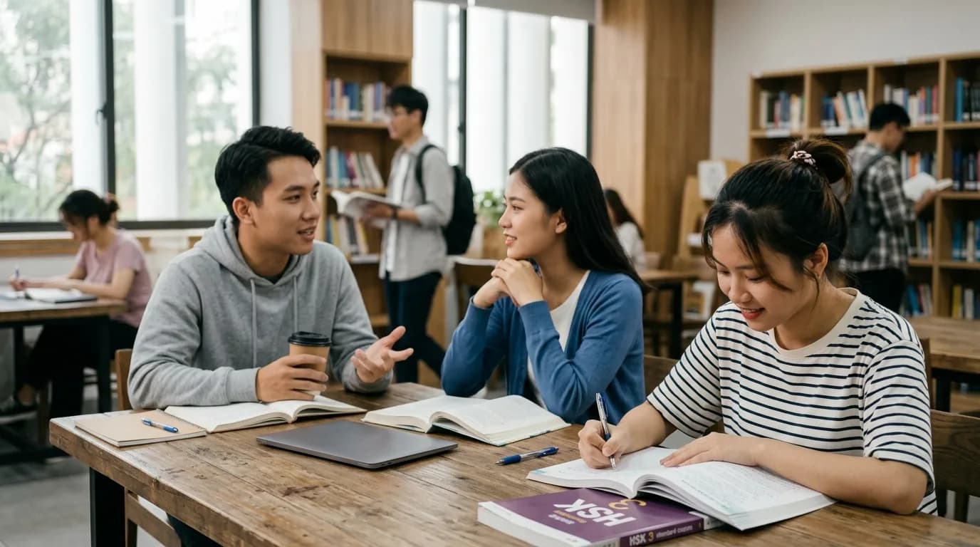 Phân biệt 正在, 在 và 呢 diễn tả hành động đang diễn ra chuẩn HSK 3