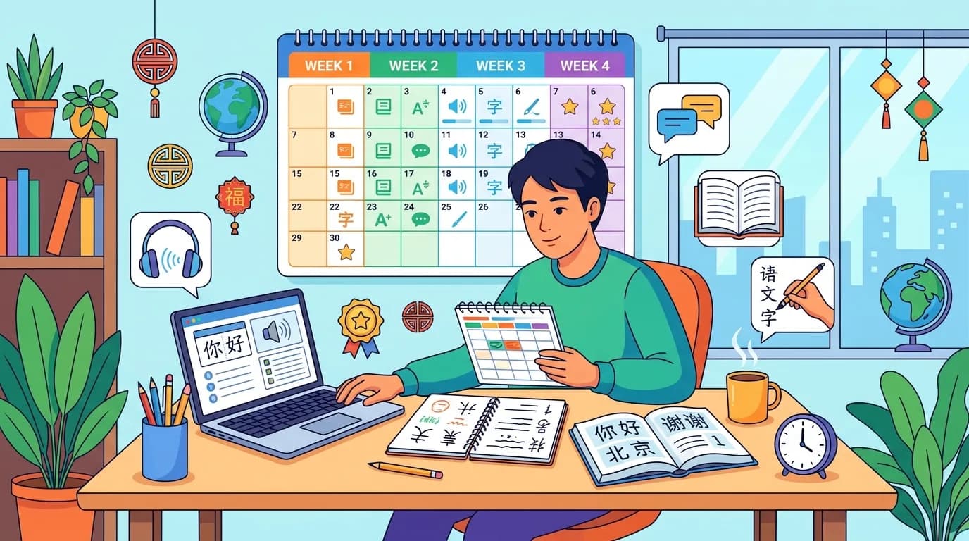 Kế Hoạch Ôn Thi HSK 1 Trong 30 Ngày: Lịch Học Chi Tiết Từng Tuần