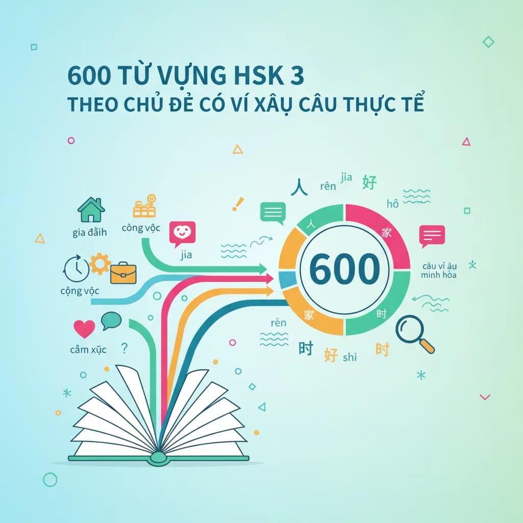 600 Từ Vựng HSK 3 Theo Chủ Đề Có Ví Dụ Câu Thực Tế