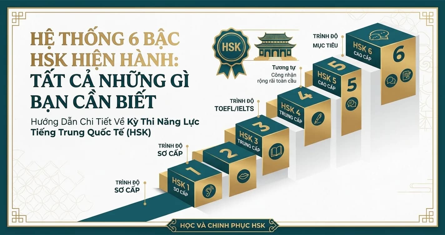 HSK có bao nhiêu cấp độ? Tìm hiểu hệ thống 6 bậc chứng chỉ tiếng Trung hiện hành