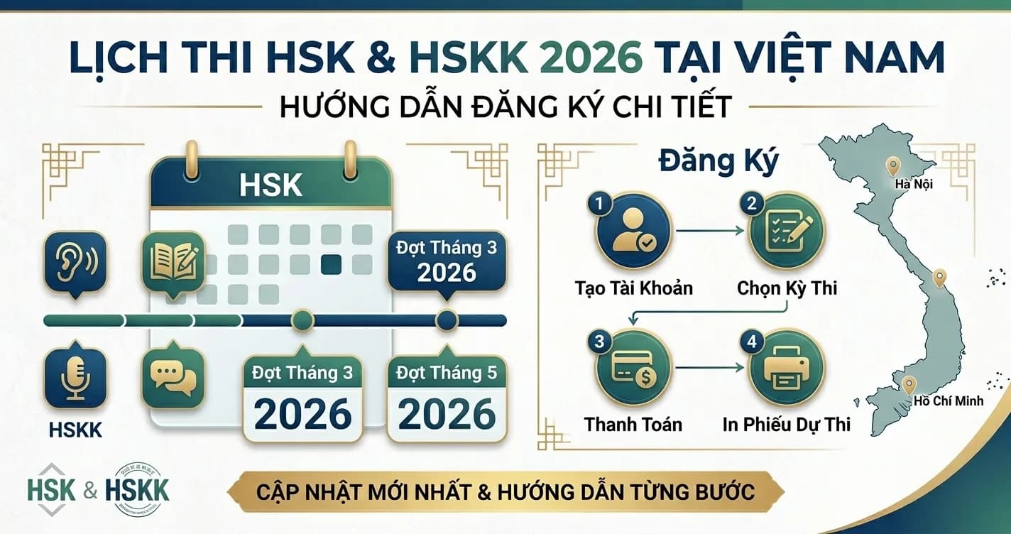 Lịch Thi HSK & HSKK 2026 Tại Việt Nam: Hướng Dẫn Đăng Ký Chi Tiết Nhất
