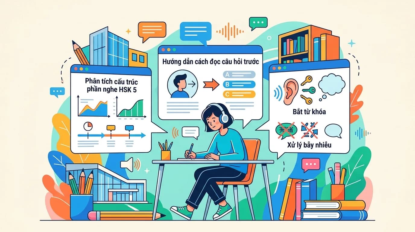 Mẹo Làm Phần Nghe HSK 5 Đạt Điểm Cao: Chiến Thuật Từng Dạng Câu