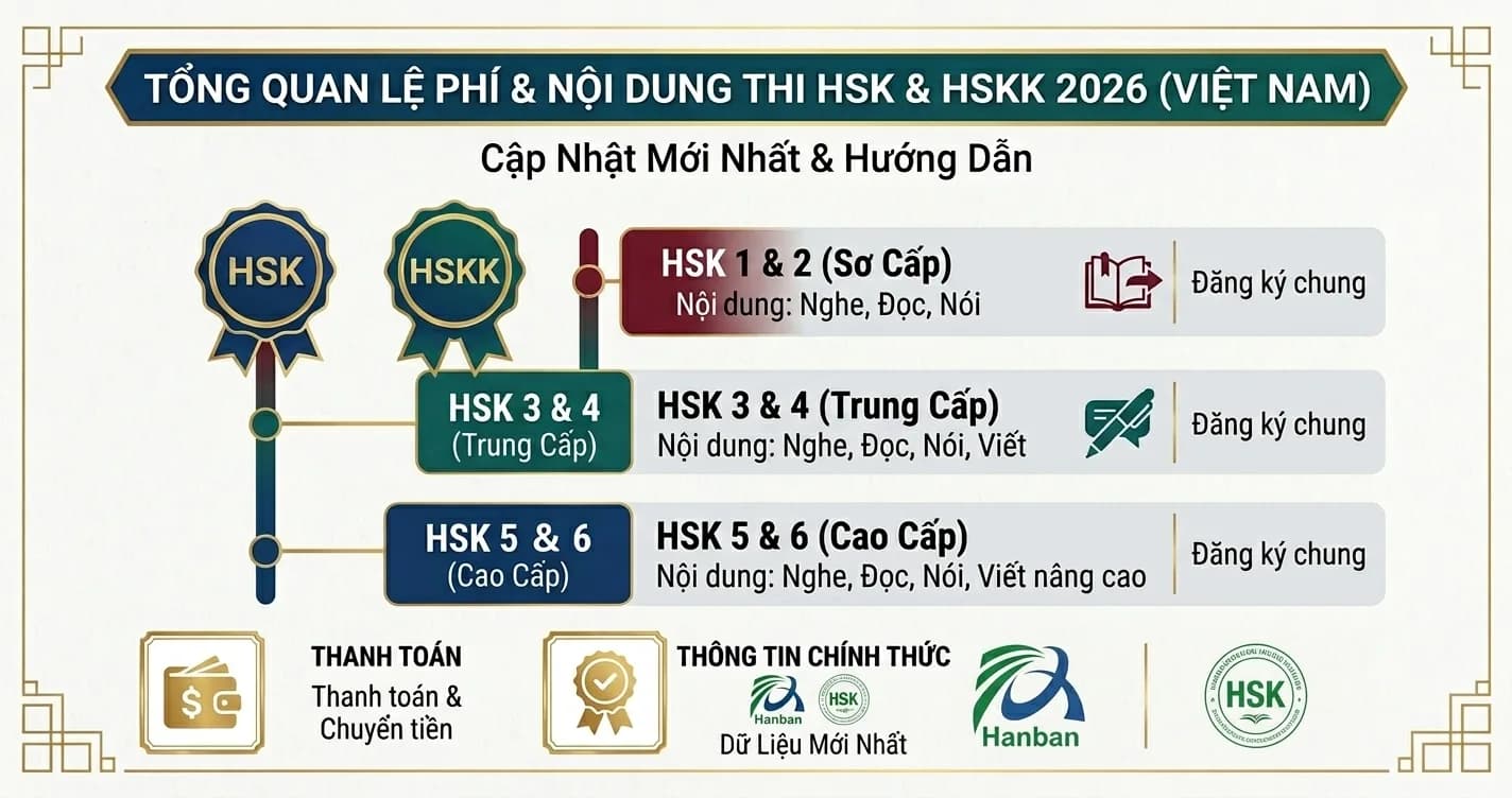 Lệ Phí Thi HSK 2026: Bảng Giá Chi Tiết Mọi Cấp Độ và HSKK Tại Việt Nam